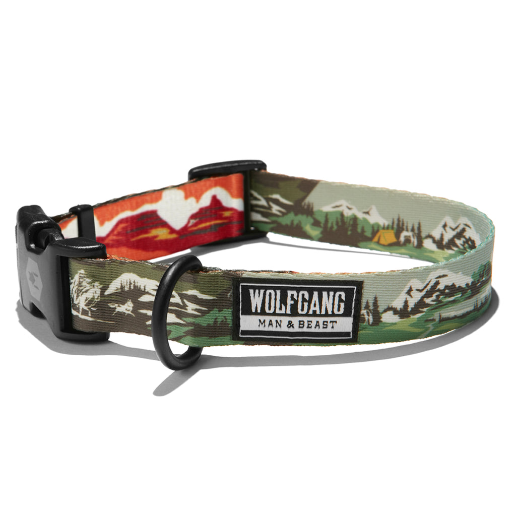 Personalized Mountain Landscape Dog Collar W/ Metal Buckle 